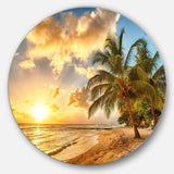 Gorgeous Beach of Island Barbados - Sea & Shore Round Metal Wall Art
