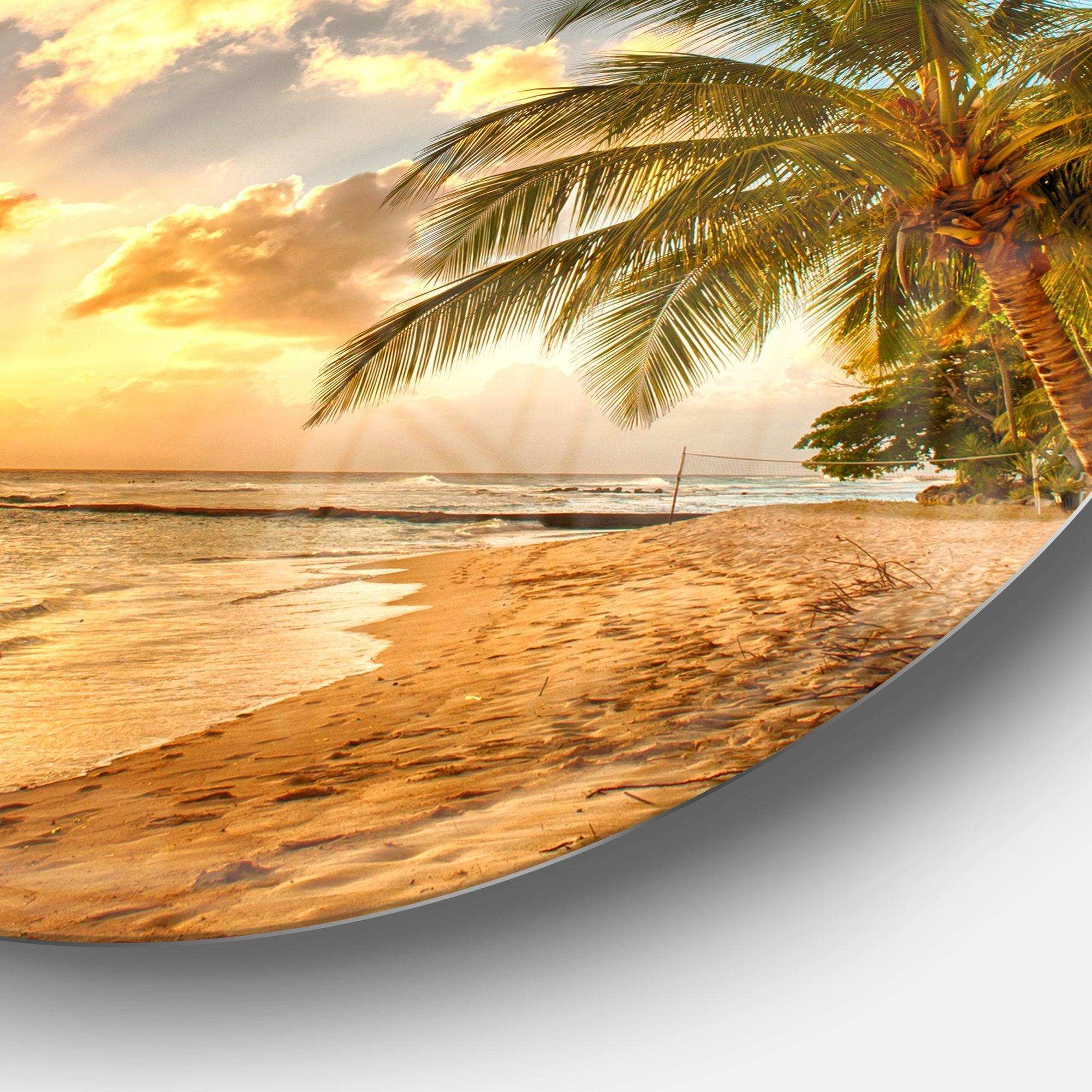 Gorgeous Beach of Island Barbados - Sea & Shore Round Metal Wall Art