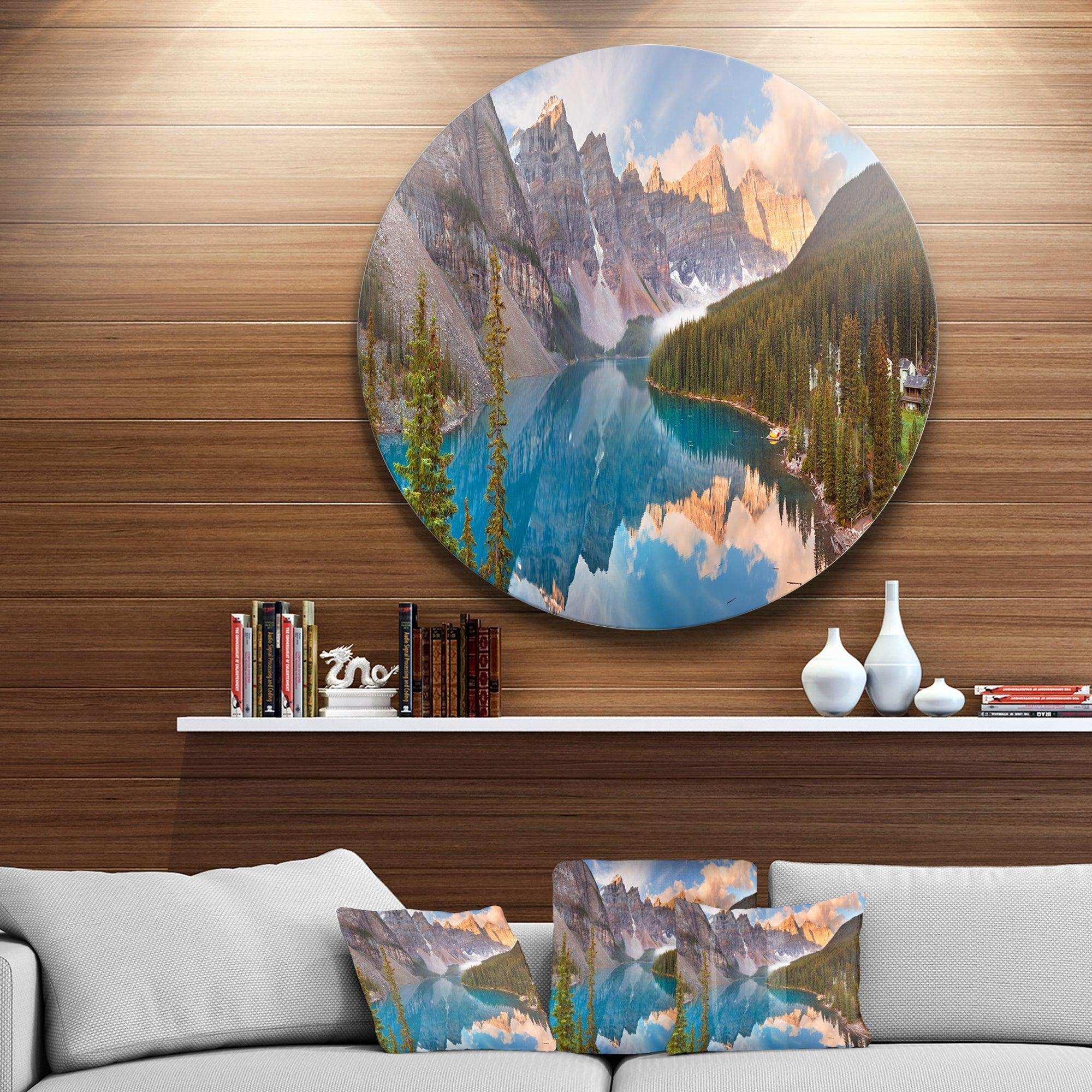 Moraine Lake in Banff Park Canada - Landscape Metal Circle Wall Art