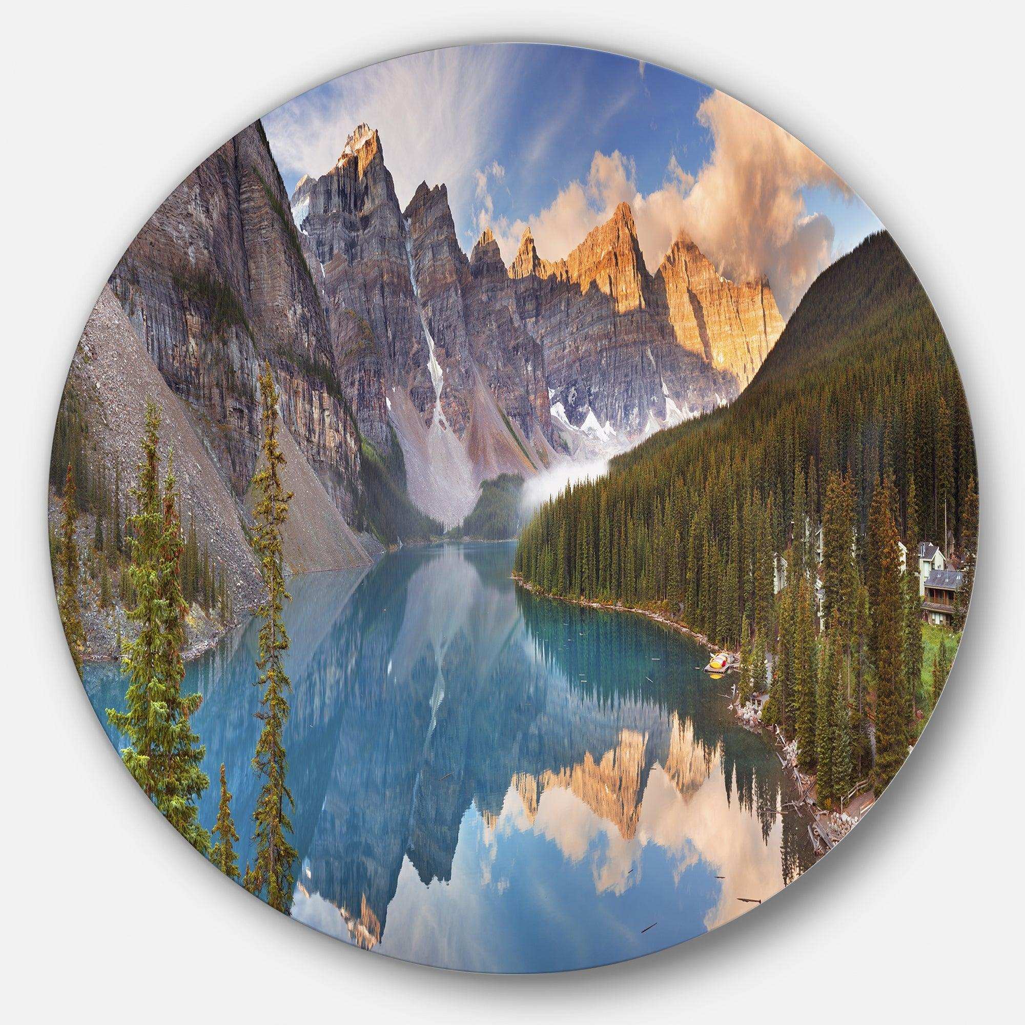 Moraine Lake in Banff Park Canada - Landscape Metal Circle Wall Art