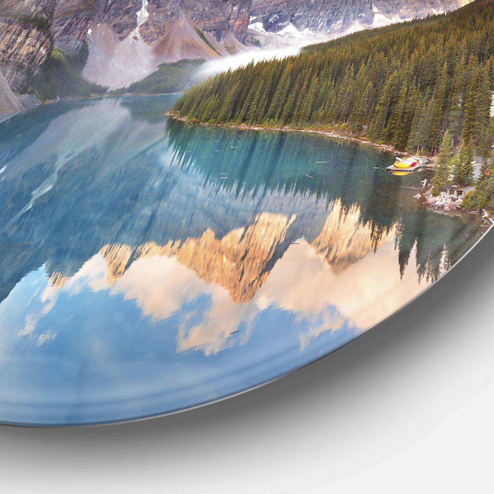 Moraine Lake in Banff Park Canada - Landscape Metal Circle Wall Art