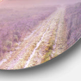 Path through Blooming Heather - Landscape Round Metal Wall Art