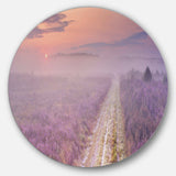 Path through Blooming Heather - Landscape Round Metal Wall Art