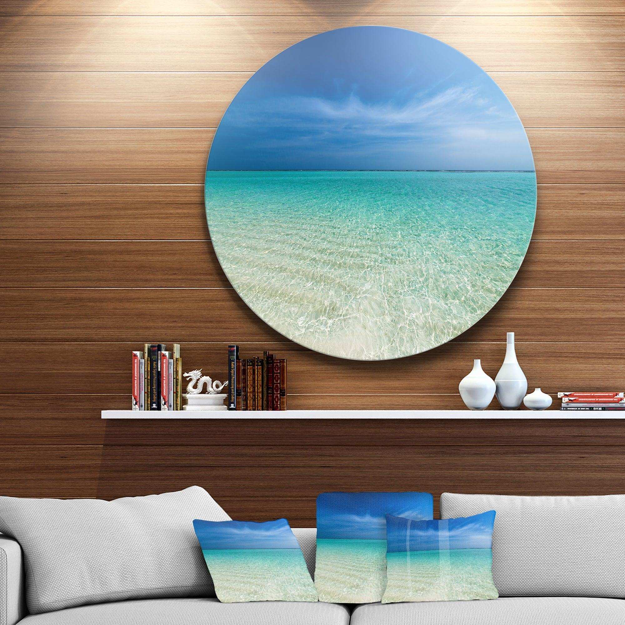 Turquoise Ocean Under Blue Sky - Sea & Shore Circle Metal Wall Decor