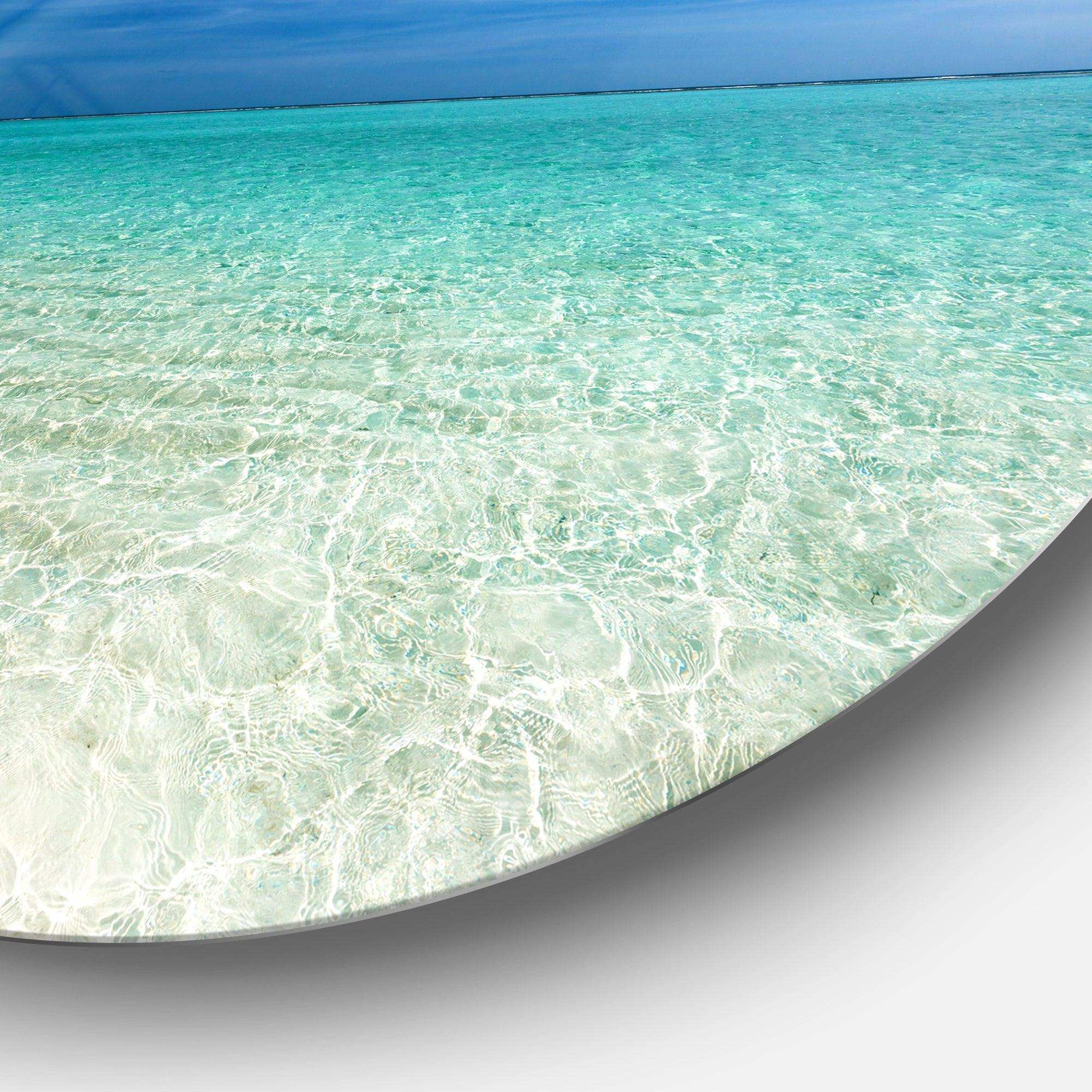 Turquoise Ocean Under Blue Sky - Sea & Shore Circle Metal Wall Decor