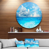 Bright Blue Waters and Sky Panorama - Sea & Shore Circle Metal Wall Decor