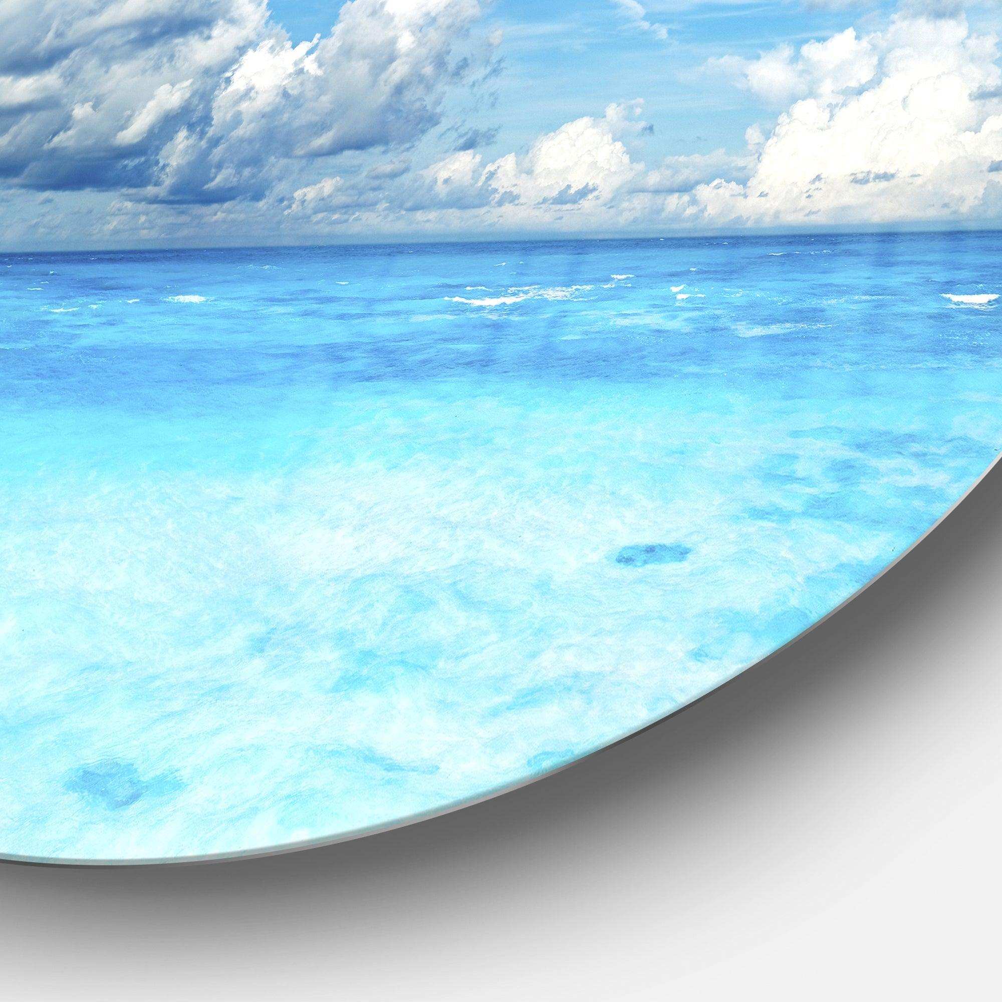 Bright Blue Waters and Sky Panorama - Sea & Shore Circle Metal Wall Decor