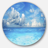Bright Blue Waters and Sky Panorama - Sea & Shore Circle Metal Wall Decor