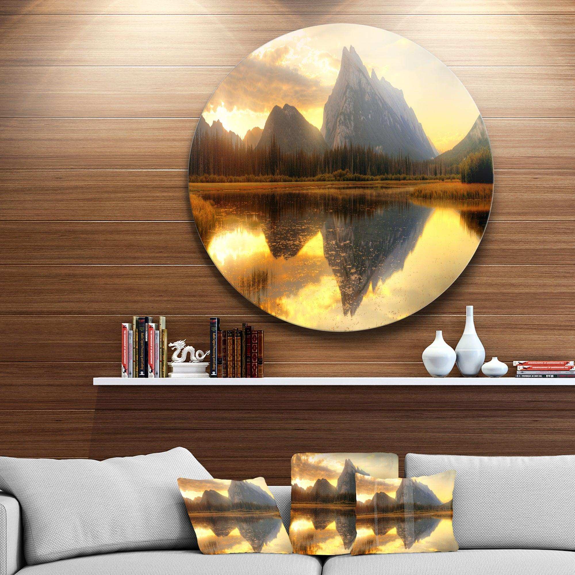 Vermillion Lake Sunrise in Banff Park - Landscape Circle Metal Wall Decor