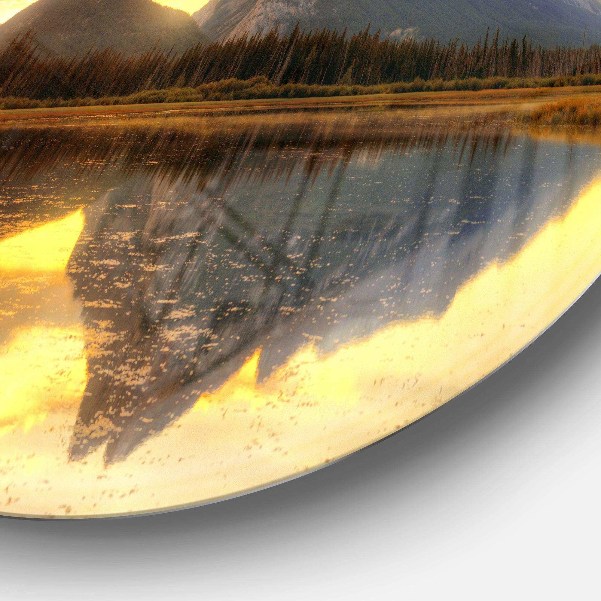 Vermillion Lake Sunrise in Banff Park - Landscape Circle Metal Wall Decor