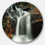 Slow Motion Waterfall on Rocks - Landscape Metal Circle Wall Art