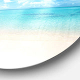 Sand of Beach in Blue Caribbean Sea - Sea & Shore Round Metal Wall Art