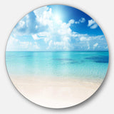 Sand of Beach in Blue Caribbean Sea - Sea & Shore Round Metal Wall Art