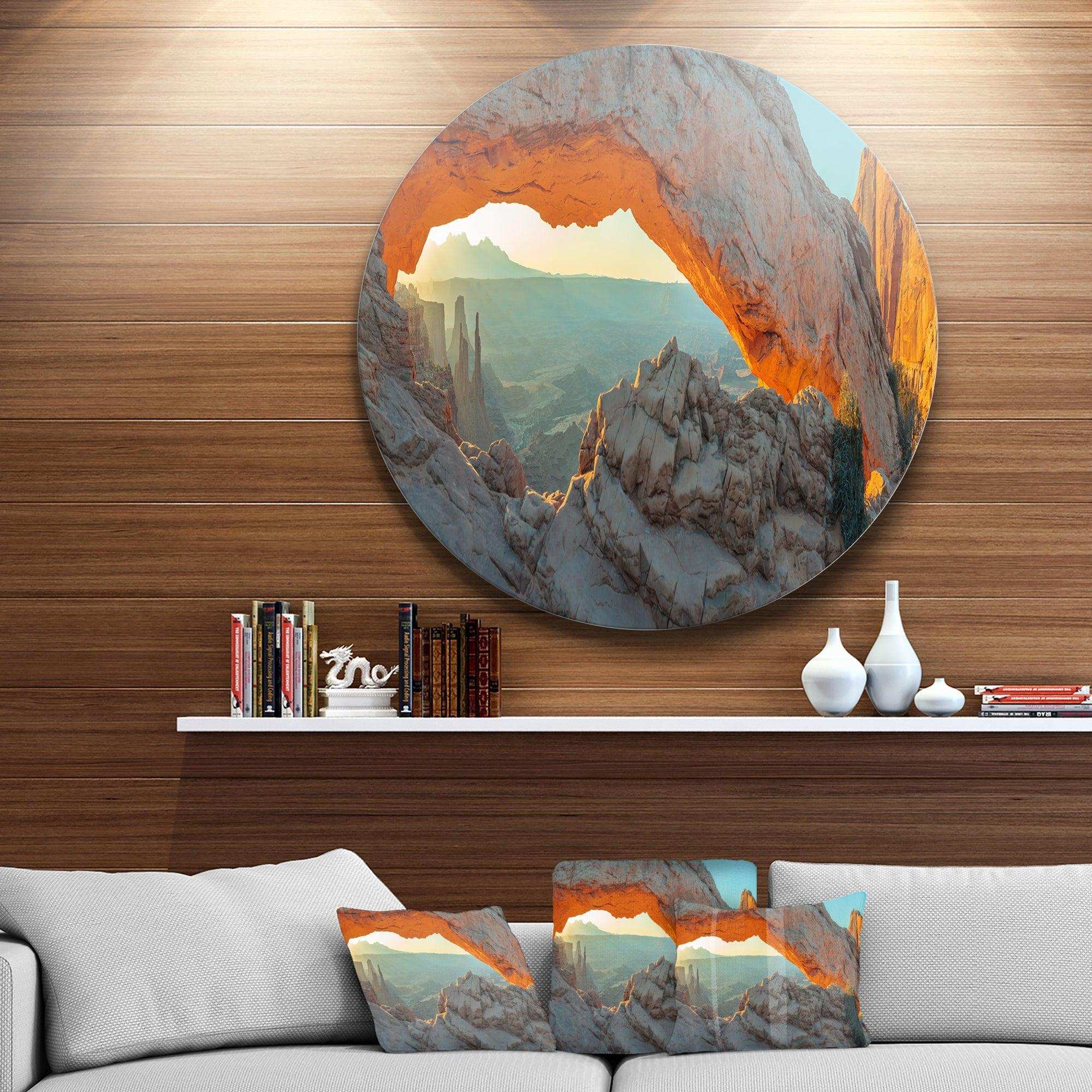 Mesa Arch Canyon lands Utah Park - Landscape Circle Metal Wall Decor