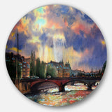 Fabulous Paris City Watercolor - Architecture Photography Round Metal Wall Art