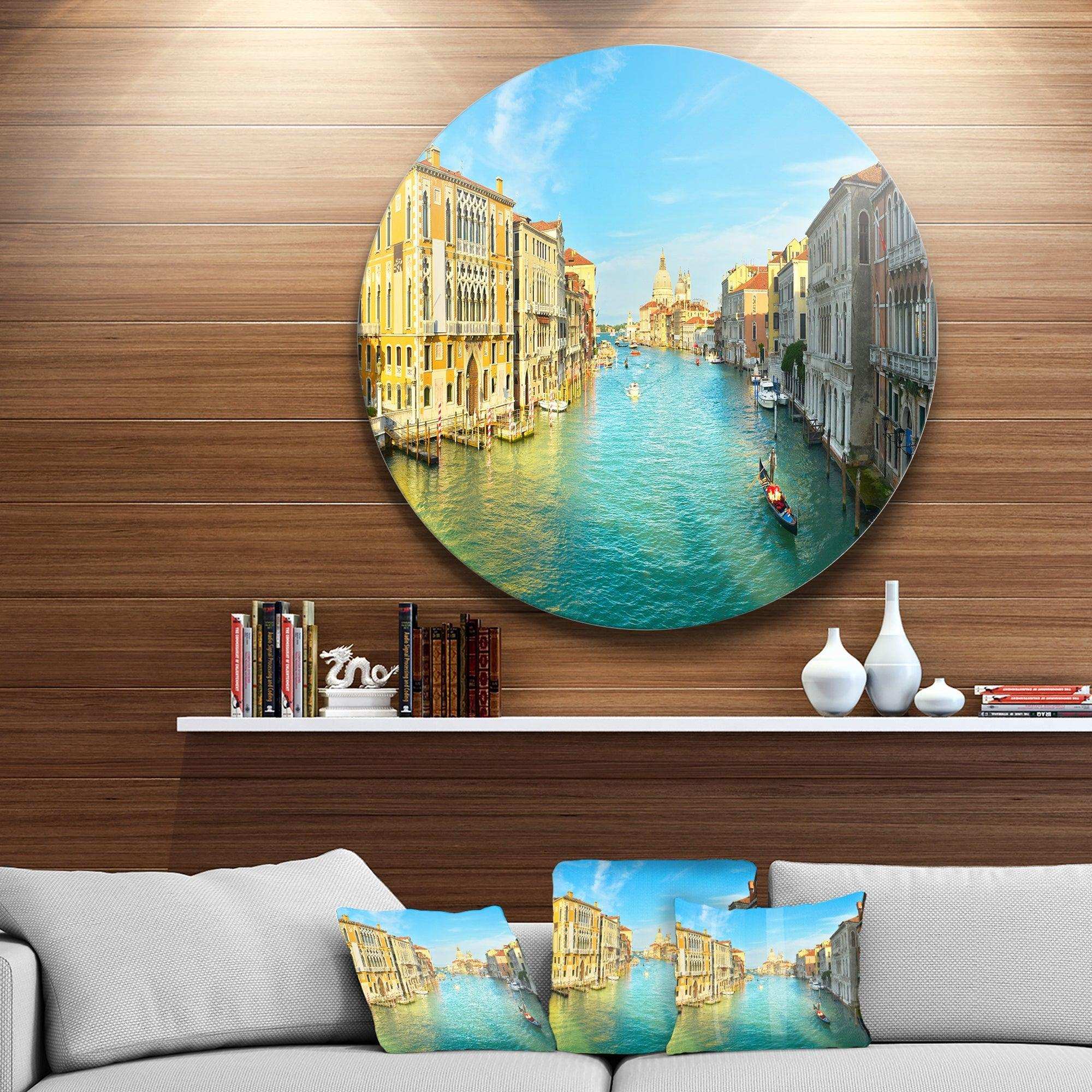 Vibrant Evening Venice Italy - Architecture Oversized Circle Metal Wall Art