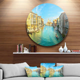 Vibrant Evening Venice Italy - Architecture Oversized Circle Metal Wall Art