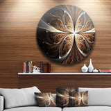 Fractal Flower Brown Black Digital Art - Floral Circle Metal Wall Decor
