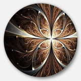 Fractal Flower Brown Black Digital Art - Floral Circle Metal Wall Decor