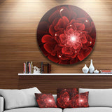Fractal Flower Clear Red Digital Art - Floral Large Metal Circle Wall Art