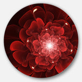 Fractal Flower Clear Red Digital Art - Floral Large Metal Circle Wall Art