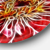Dark Red Digital Art Fractal Flower - Floral Metal Circle Wall Art