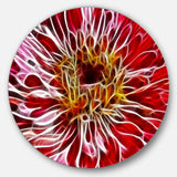 Dark Red Digital Art Fractal Flower - Floral Metal Circle Wall Art
