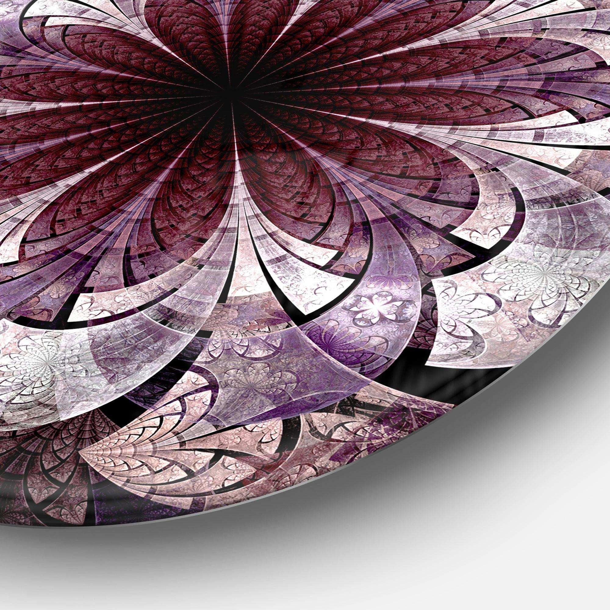 Soft Pink Digital Art Fractal Flower - Floral Circle Metal Wall Decor