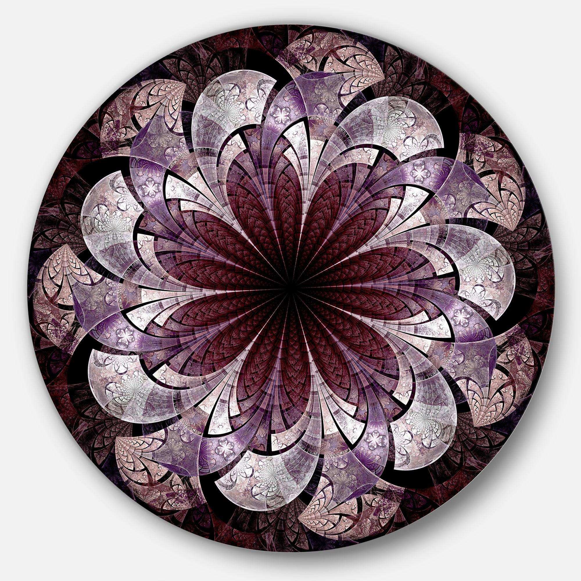 Soft Pink Digital Art Fractal Flower - Floral Circle Metal Wall Decor