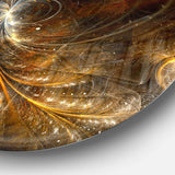 Golden Yellow Digital Art Fractal Flower - Floral Round Metal Wall Art