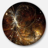 Golden Yellow Digital Art Fractal Flower - Floral Round Metal Wall Art