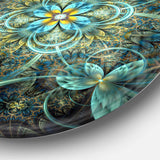 Glittering Dark Orange Fractal Flower - Floral Round Metal Wall Art