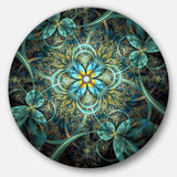 Glittering Dark Orange Fractal Flower - Floral Round Metal Wall Art