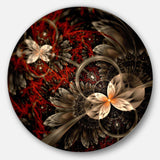 Red and Orange Fractal Flower Pattern - Floral Oversized Circle Metal Wall Art