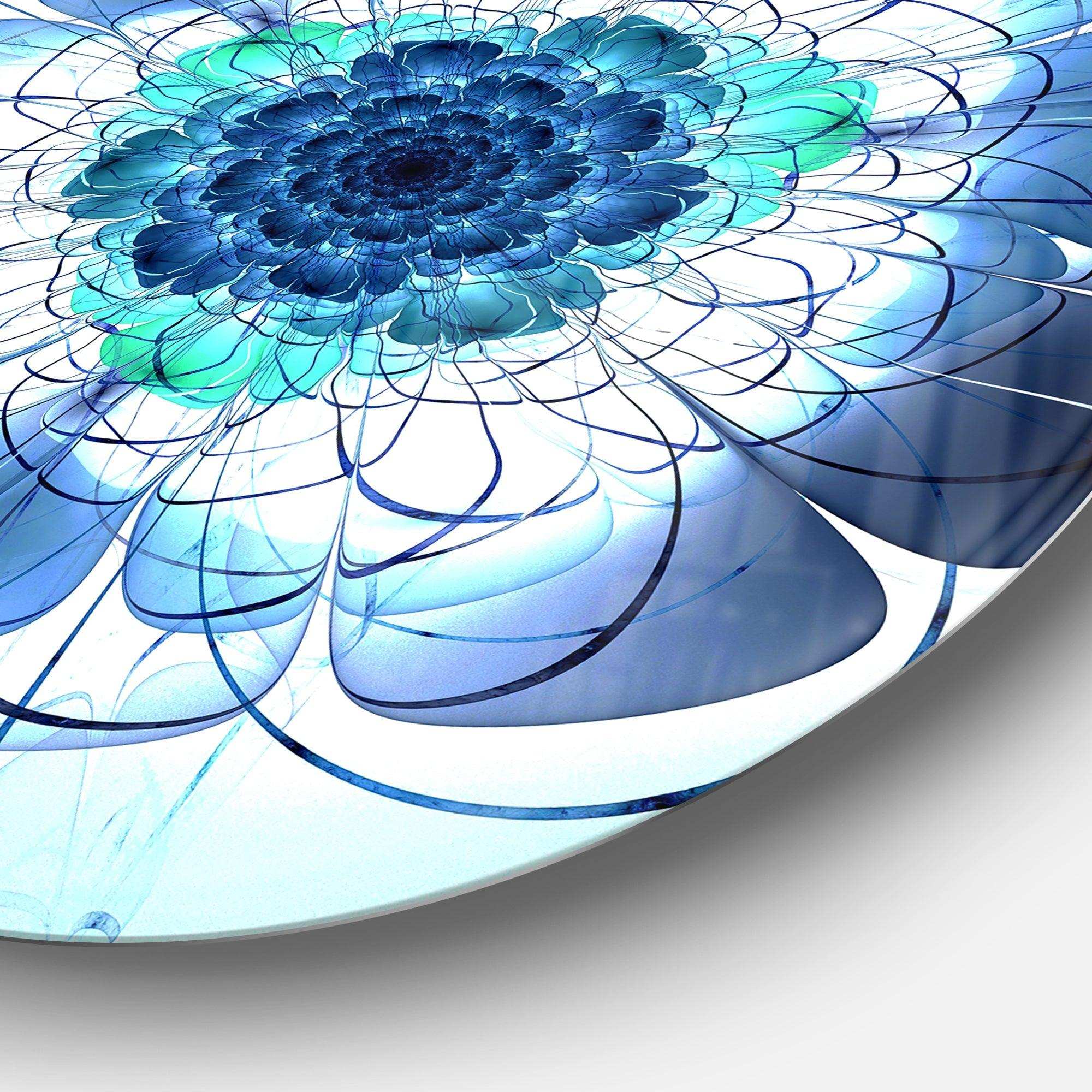 Blue and Purple Rounded Flower - Floral Round Metal Wall Art