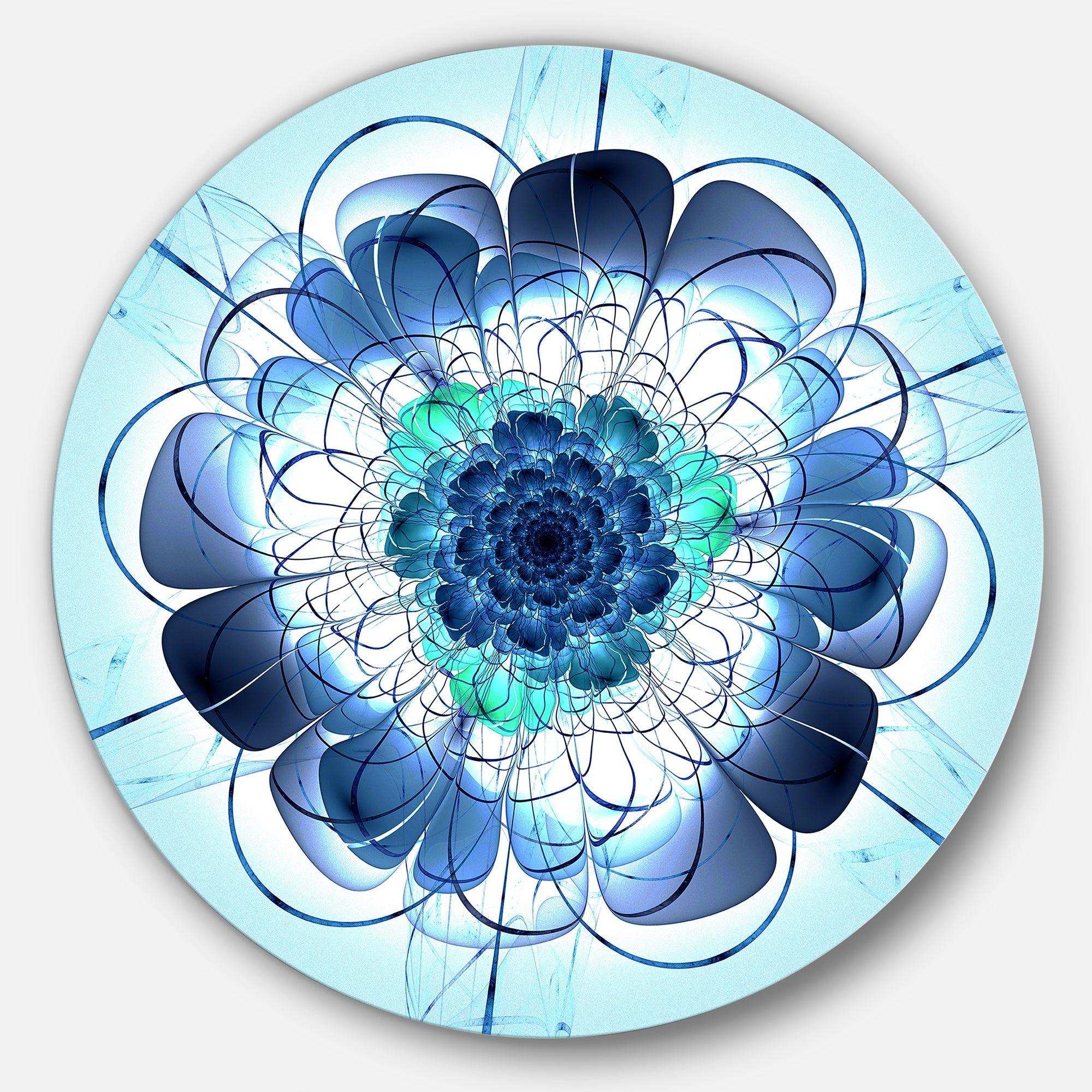 Blue and Purple Rounded Flower - Floral Round Metal Wall Art