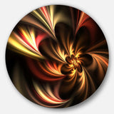 Glossy Yellow and Red Fractal Flower - Floral Circle Metal Wall Decor