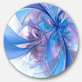 Light Blue and Purple Fractal Flower - Floral Round Metal Wall Art