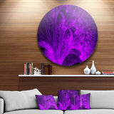 Bright Purple Magical Fractal Forest - Landscape Metal Circle Wall Art