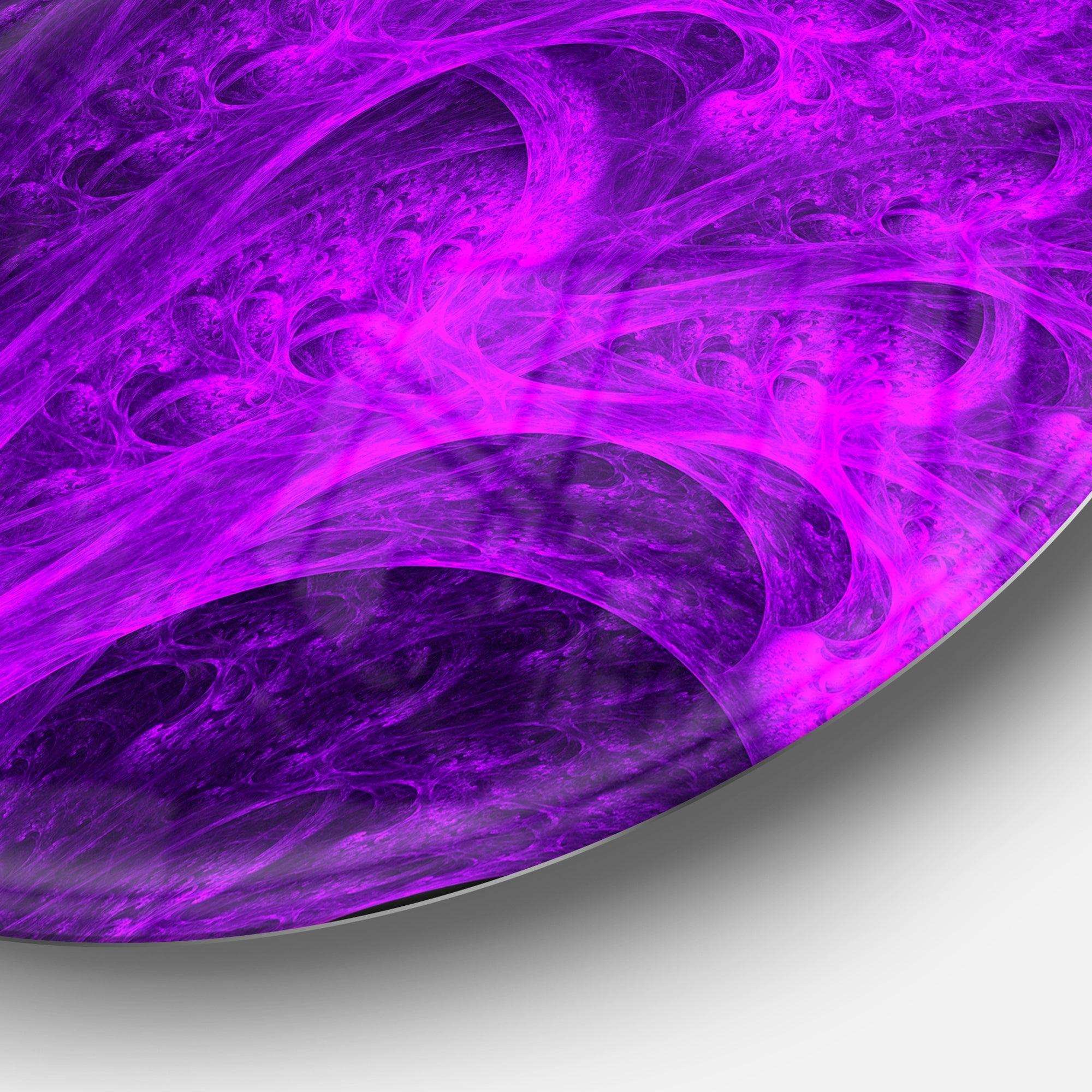 Bright Purple Magical Fractal Forest - Landscape Metal Circle Wall Art