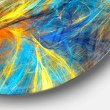 Gold and Blue Psychedelic Pattern - Abstract Circle Metal Wall Decor