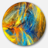 Gold and Blue Psychedelic Pattern - Abstract Circle Metal Wall Decor