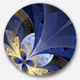 Blue and Yellow Large Fractal Pattern - Floral Circle Metal Wall Decor