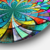 Multi Color Large Fractal Flower Pattern - Floral Round Metal Wall Art