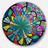 Multi Color Large Fractal Flower Pattern - Floral Round Metal Wall Art