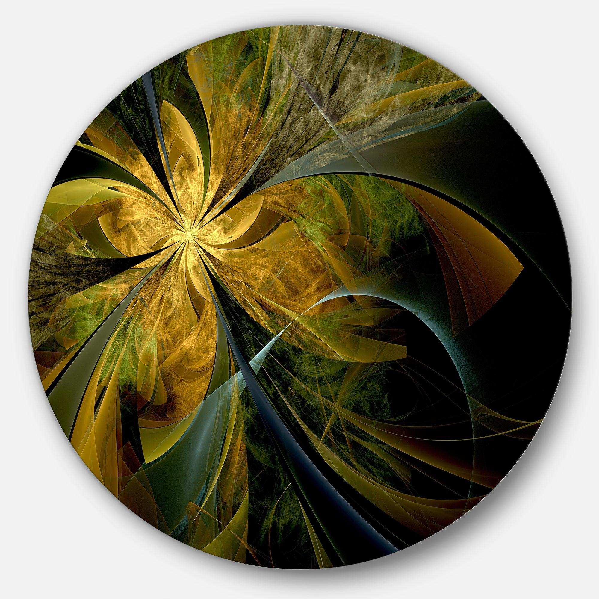 Symmetrical Fractal Flower in Gold - Floral Circle Metal Wall Decor