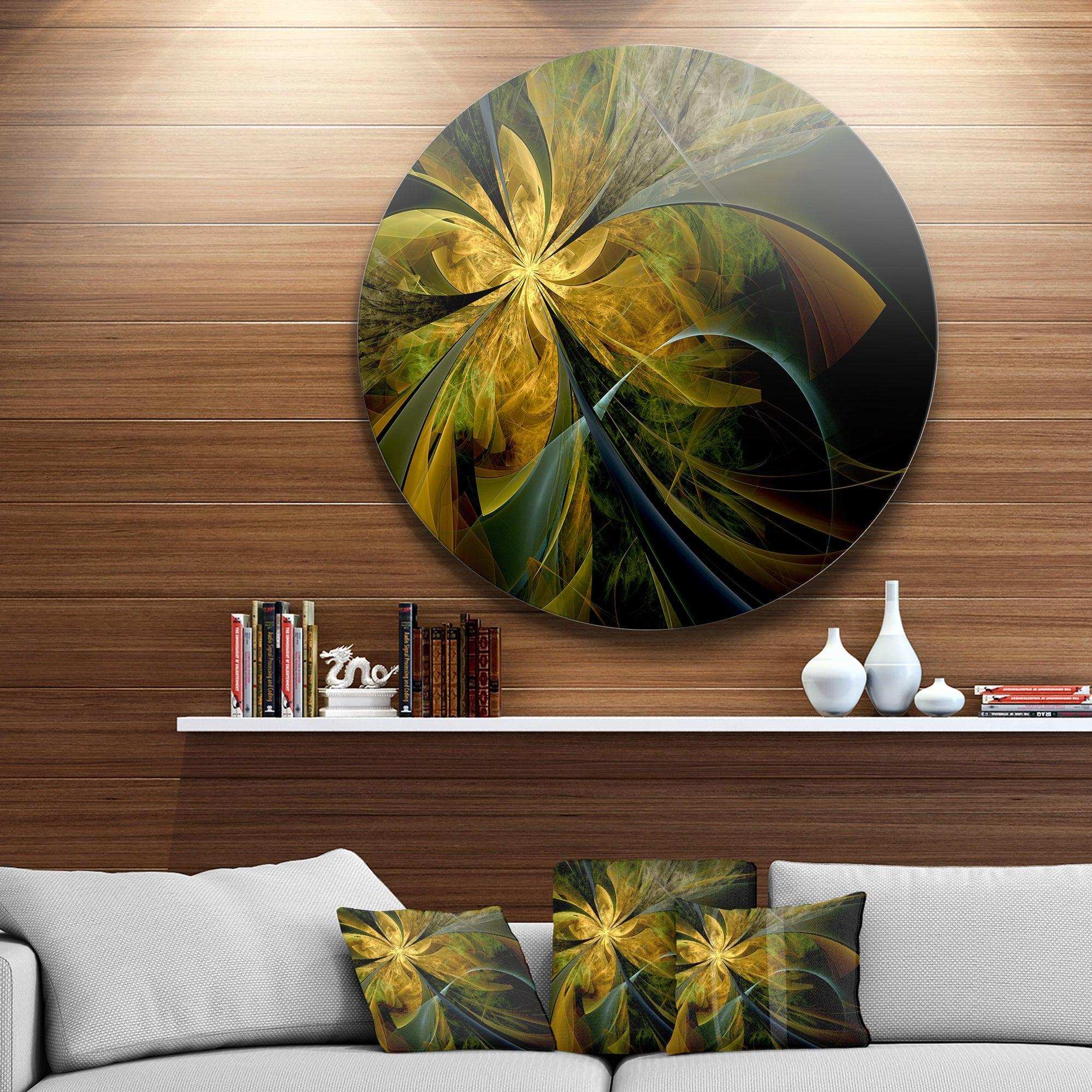 Symmetrical Fractal Flower in Gold - Floral Circle Metal Wall Decor