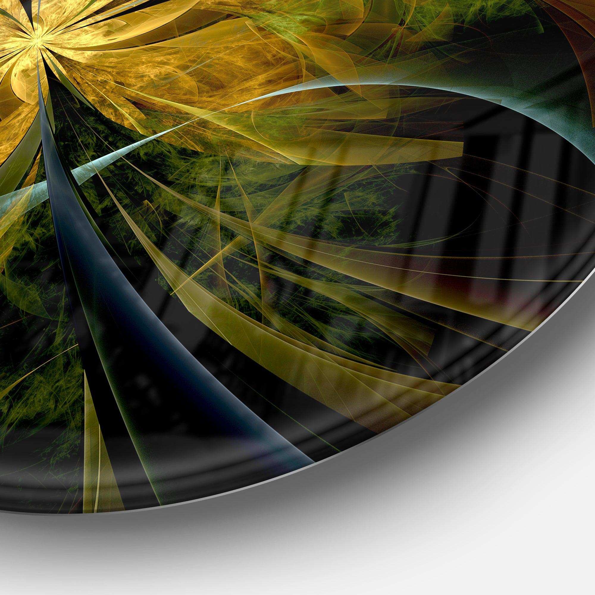 Symmetrical Fractal Flower in Gold - Floral Circle Metal Wall Decor