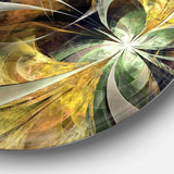 Symmetrical Gold Fractal Flower - Floral Metal Circle Wall Art