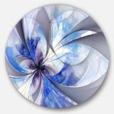 Blue Large Symmetrical Fractal Flower - Floral Oversized Circle Metal Wall Art